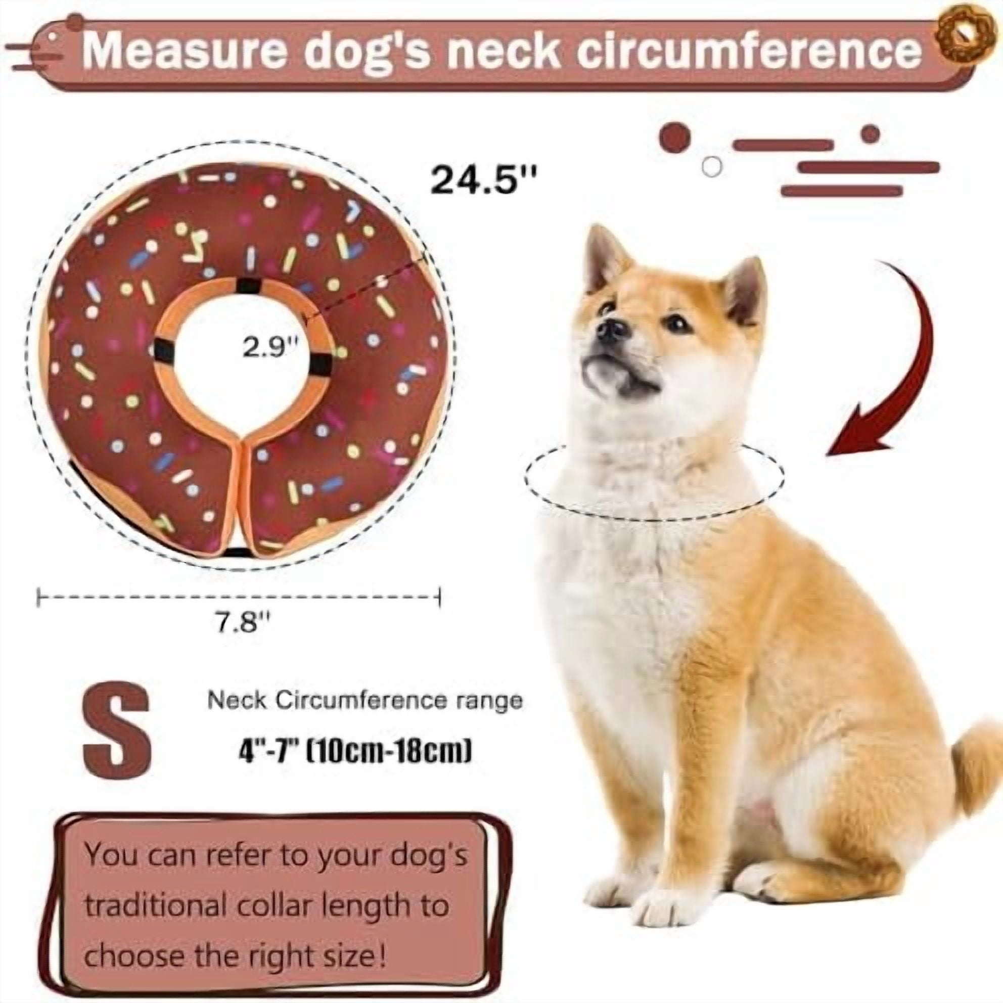 Recovery Donut Collar for Dogs & Cat,Inflatable Dog Cone Collar Alternative After Surgery,Soft Dog Cone for Large Medium Small Pet, Adjustable Pet Neck Donut(Brown,Small)