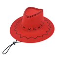 thumbnail image 2 of RXIRUCGD Mode Hommes et Femmes Décoration à Cordon Chapeau de Cowboy Western en Suède Chapeau Jazz ( Rouge ), 2 of 3