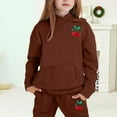 thumbnail image 2 of Big Girls Outfits Sets Winter Hoodie Joggers Comfy Casual Kids Print Cute Girls' Fall Clothing Sets Coffee Size 8-9T, 2 of 4