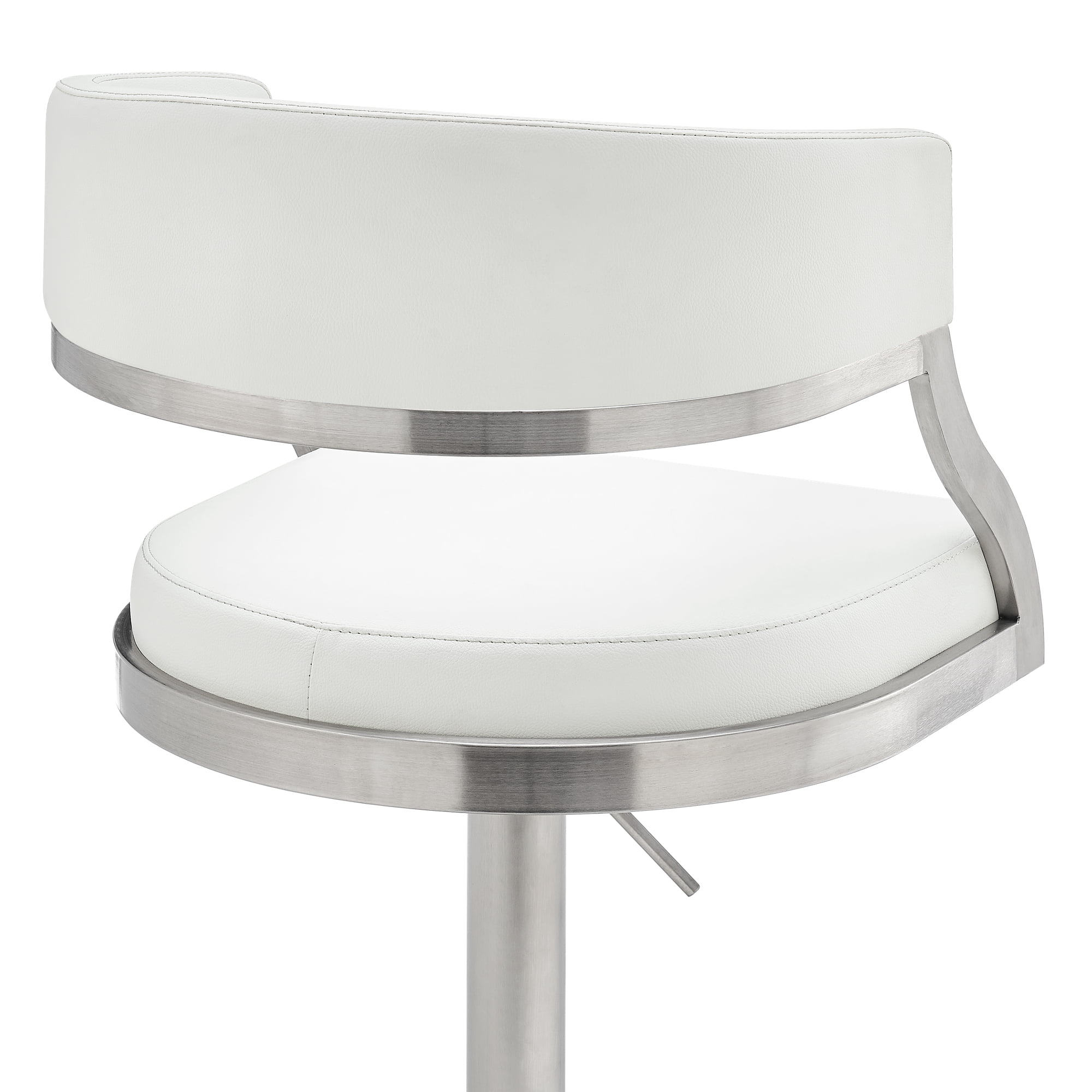 Callie Modern Retro Swivel Metal Adjustable Height Barstool With Faux Leather Seat