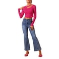 thumbnail image 2 of Allegra K Long Sleeve Casual Top for Women's Cut Out Slim Fitted Basic Crop Tee Tops, 2 of 5