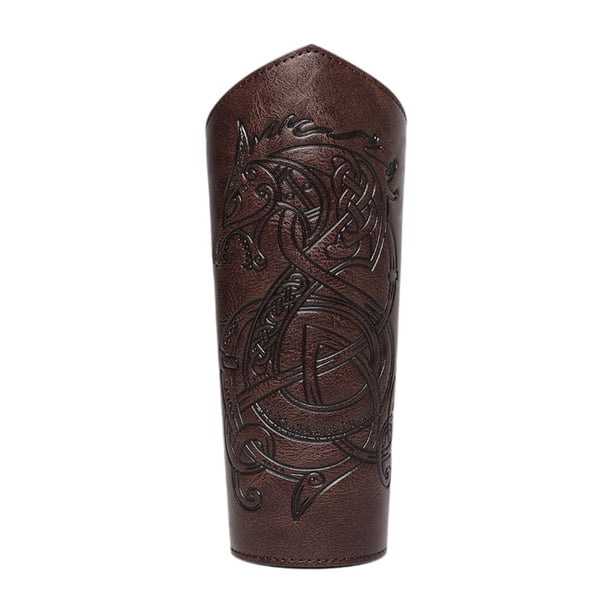 Brazaletes medievales Brazalete medieval Brazalete de cuero PU Muñequera para temática Marrón oscuro
