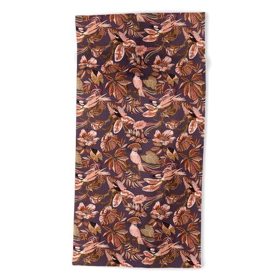 Society6 Marta Barragan Camarasa 2Pink tropical birds landscape Beach Towel