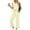 Beige, variant on Women's Side Slit Lounge Sets 2 Piece Outfits V Neck Fashion Tracksuit Sweatsuit and Wide Leg Loungewear Pant