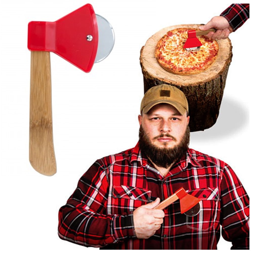 Axe Pizza Cutter Ax Shaped Wheel Slicer Wooden Chef Gift Kitchen Sharp Tool Gift by KOLE IMPORTS
