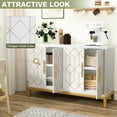 thumbnail image 6 of HLR 48" Modern Wood Credenzas & Sideboards with Gold Trim, Storage Cabinet with 4 Doors, White, 6 of 9