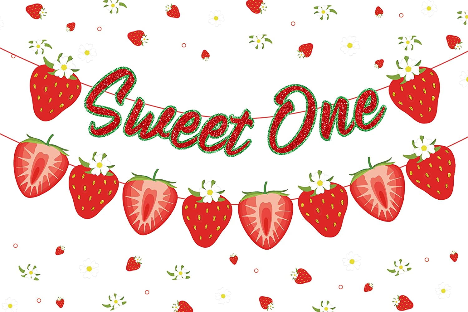 Sweet One Banner for Girls Sweet One Birthday Party Decorations with Strawberry Garland for Berry Sweet 1st Birthday Party Supplies