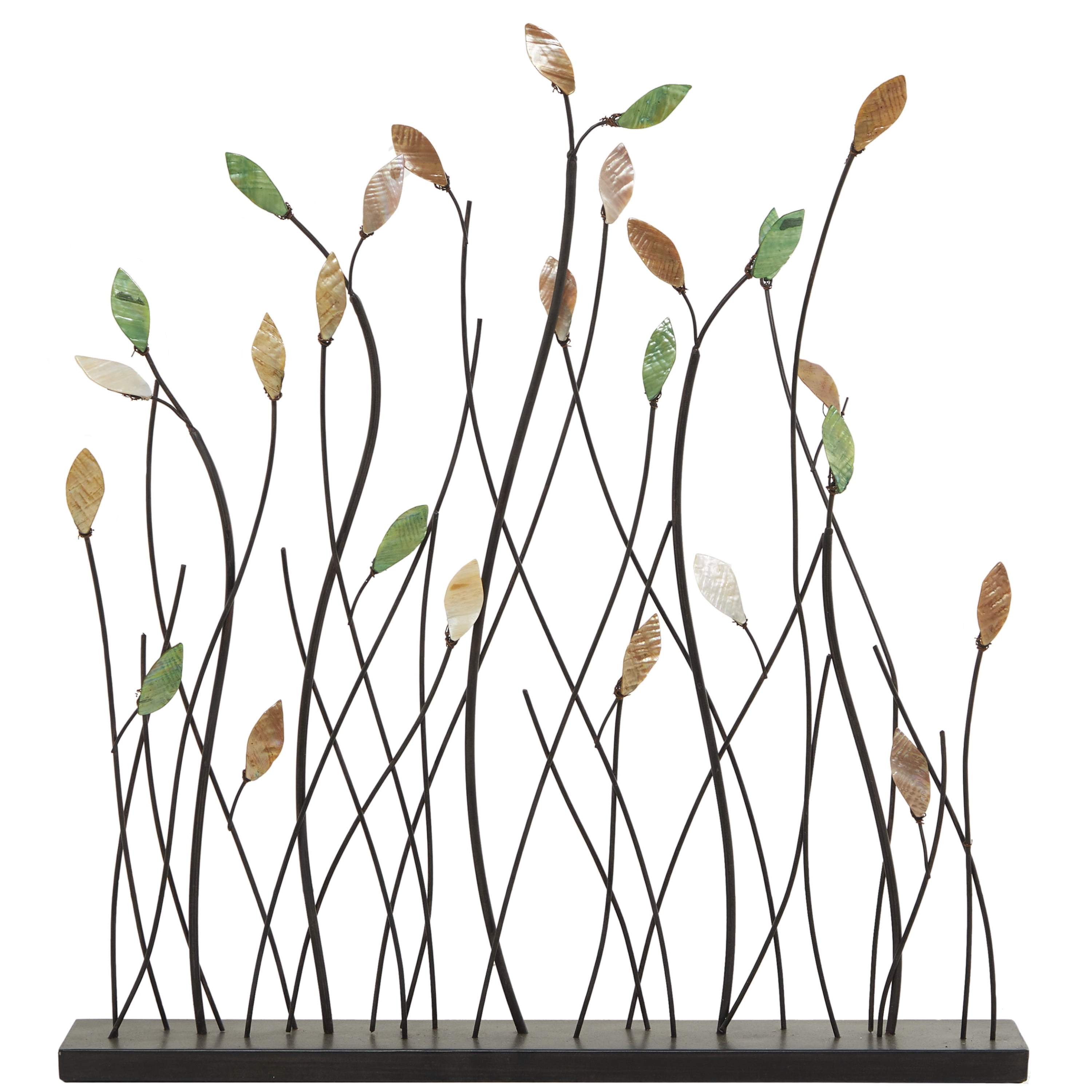 24" x 27" Black Metal Leaf Sculpture with Black Base, by DecMode