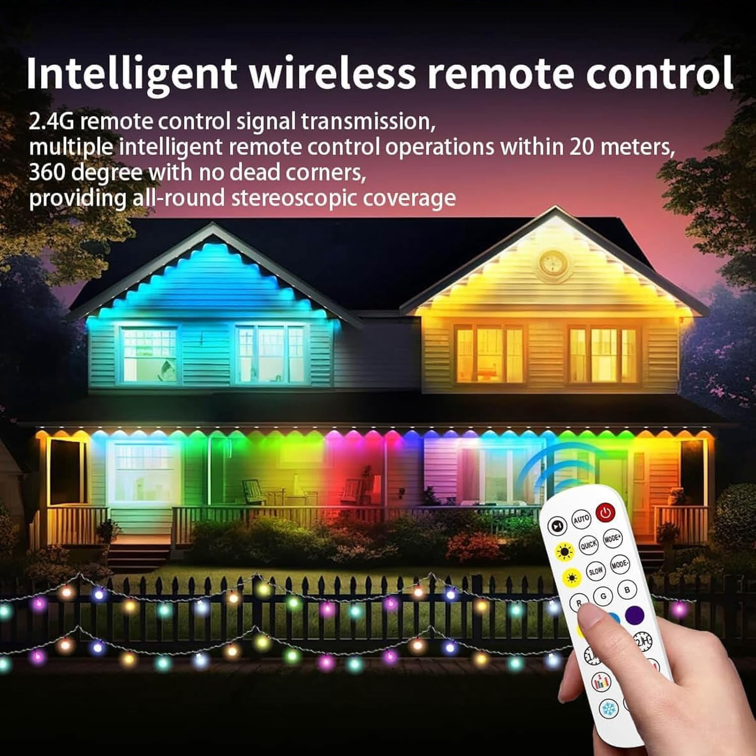 Prociv Permanent Outdoor Lights 100ft, Outdoor Christmas Lights, Smart RGB App Control with 60 LEDs, LED Eaves Lights IP67 Waterproof, House Roof Outdoor Lighting for Party, Daily, Halloween, Garden