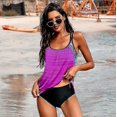 thumbnail image 1 of Trajes de baño de verano para mujer Trajes de baño tankini a rayas de color sólido con pantalones cortos Trajes de baño, 1 of 2