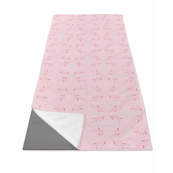 Pink Morocco Yoga Towel for Hot Yoga Non Slip, Geometric Leaf Diamond Lattice Abstract Yoga Mat Towel Absorbent Yoga Sweat Towels Microfiber Hot Yoga Blanket for Bikram Pilates 26"x70"