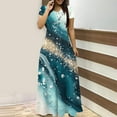thumbnail image 2 of Staron Robes d'Été pour Femmes 2025 Mode Vacances Ample Col Rond Longue Robe Maxi Bohème Manches Courtes Évasée Fluide Plage Vacances Robes, 2 of 5