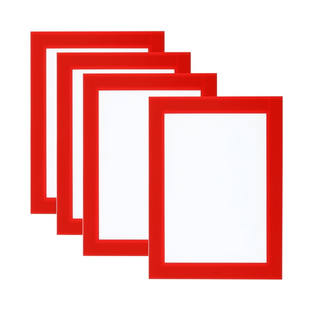 Marco de imagen magnético Uxcell de 4 x 6 pulgadas, paquete de 4, marco magnético autoadhesivo para refrigerador, rojo