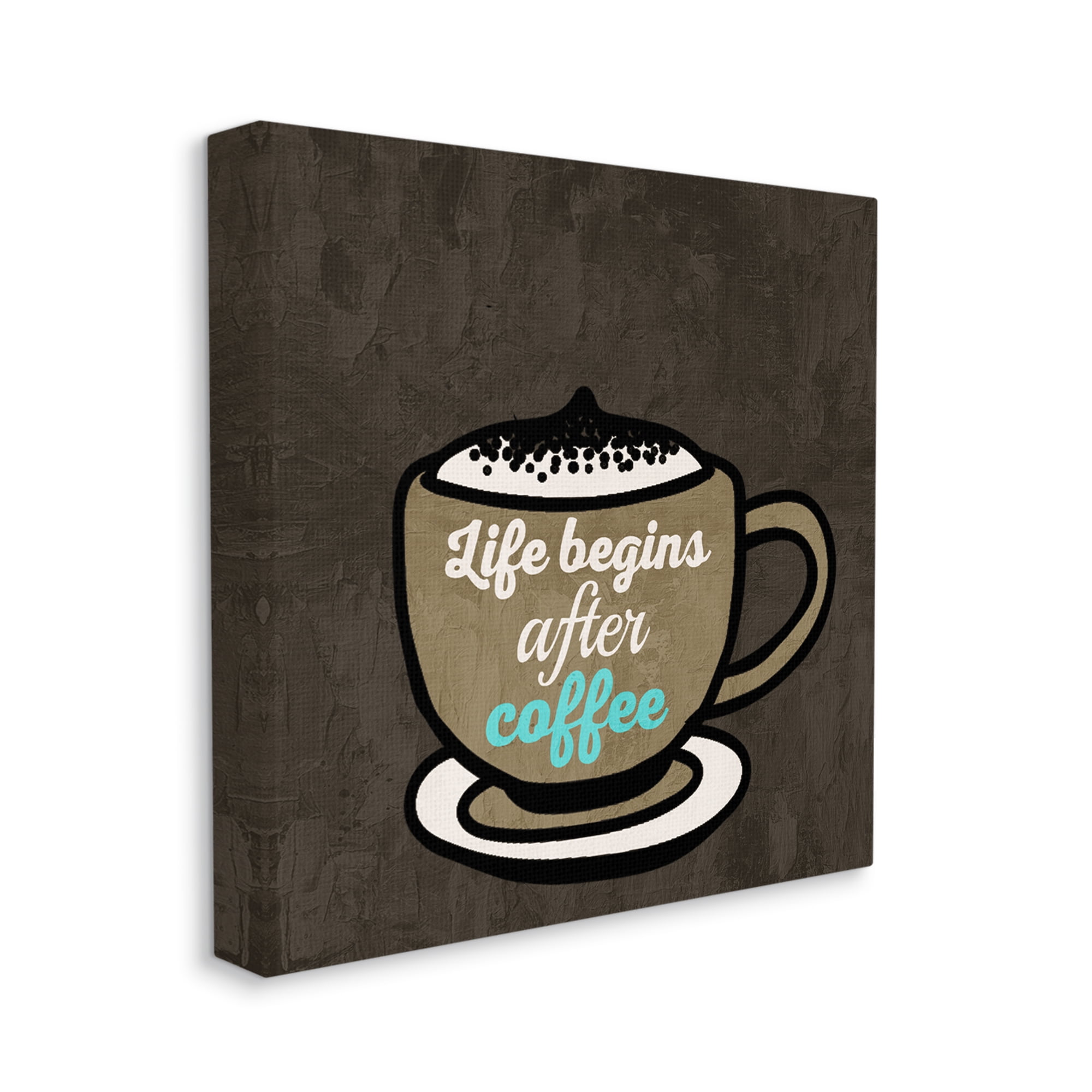 Stupell Industries Life Begins After Coffee Food & Beverage Painting Gallery Wrapped Canvas Print Wall Art, 36 x 36
