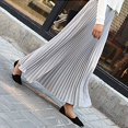 thumbnail image 4 of VUPSGEZ Womens Solid Pleated Elegant Midi Elastic Waist Maxi Skirt (Gray,One Size), 4 of 7