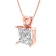 thumbnail image 2 of Clara Pucci 14K Rose Solid Hypoallergenic Gold 2Ct Synthetic Moissanite Princess Cut Solitaire Designer Necklace Pendant For April, 2 of 7