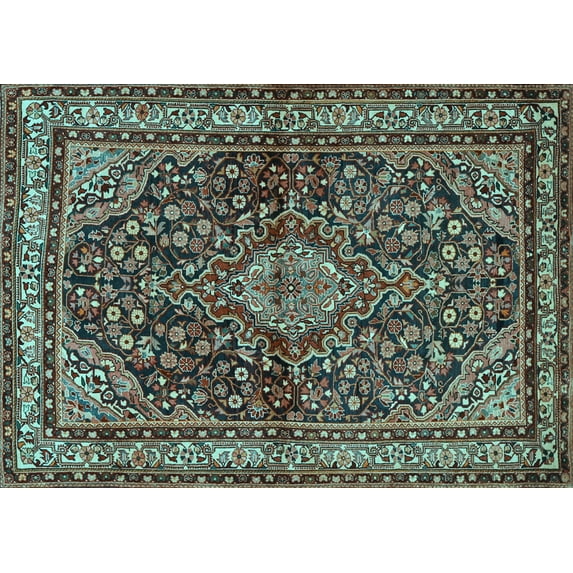 Ahgly Company Indoor Rectangle Persian Light Blue Traditional Area Rugs, 7' x 10'