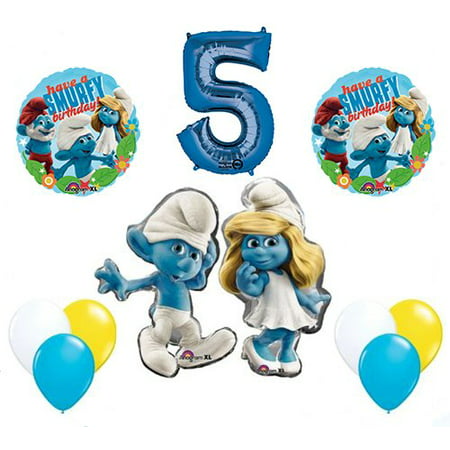 The Smurfs Birthday Party Supplies Smurf and Smurfette 5th Smurfy Birthday Balloon Decorations