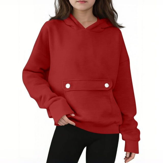 Mgmyaa Chandails en Molleton pour Filles Manches Longues avec Capuche et Poche Taille 4-16 Ans