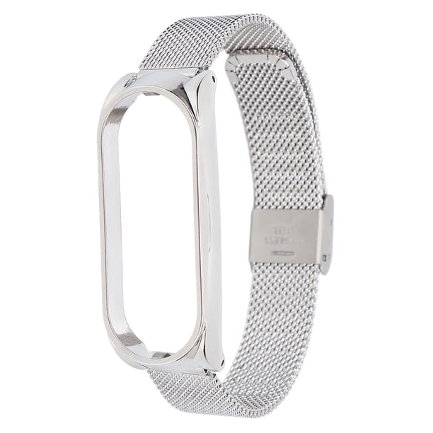 Correa de metal compatible con Xiaomi Mi Band 6 Smartwatch, repuesto de correa de acero, accesorios para pulsera, color plateado