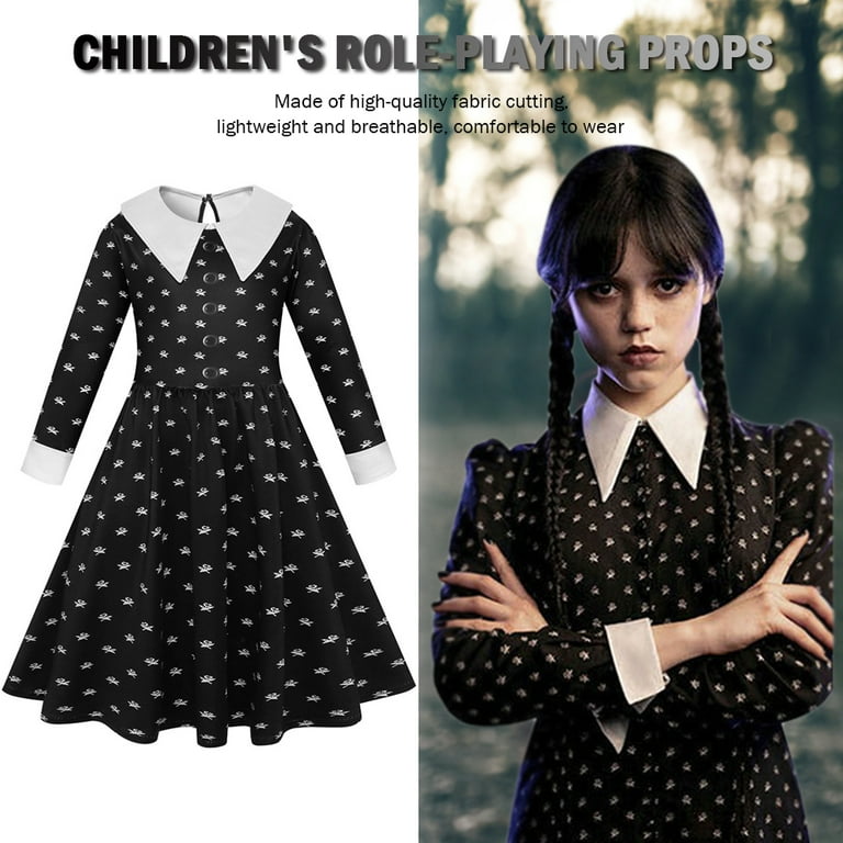 Addams Dress Cosplay Costume Wednesday Addams Family Dress for Women Floral  Dress Halloween Costume