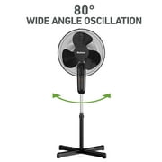 Holmes 16 Digital Stand Fan, 3-Speed, 3 Modes, Oscillating, Timer, Remote, Black