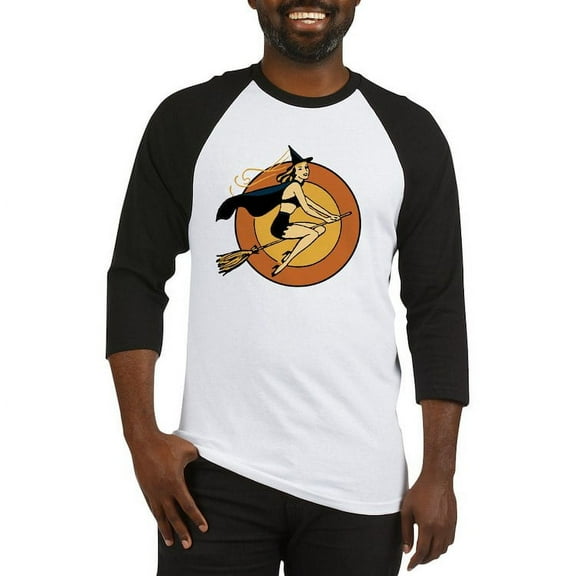 CafePress - Retro Witch Baseball Jersey - Cotton Baseball Jersey, 3/4 Raglan Sleeve Shirt
