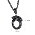 thumbnail image 2 of Collar con anillo eterno de dragón con cola de mordida de acero de titanio y colgante de dragón vintage, 2 of 5