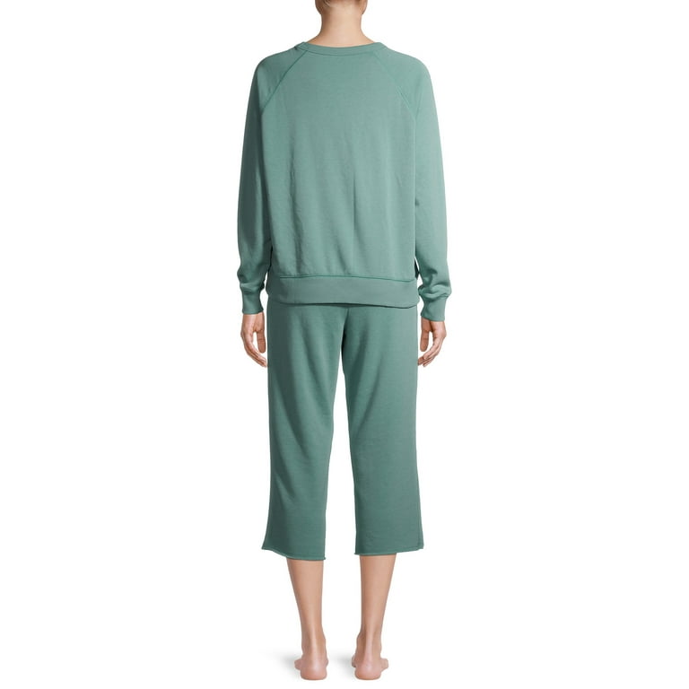 Secret Treasures Long Sleeve Crew Neck Recycled Polyester Cotton Rayon Pajamas Women s or Women s Plus 2 Piece Set Walmart