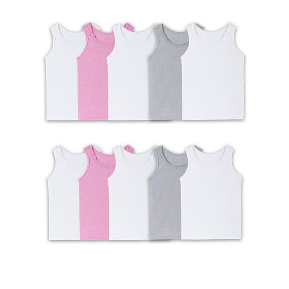 Fruit of the Loom Toddler Girl Layering Tank Top Undershirts, 10 Pack, Sizes 2T-5T