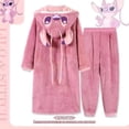 thumbnail image 3 of Camisón con capucha de Stitch Kawaii de Disney para mujer, ropa gruesa y cálida de forro polar coral para otoño e invierno, regalos para niñas, 3 of 5