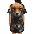 thumbnail image 6 of Fuzoiu Floral Fox Print Women's Short-Sleeved Pajama Set,Lounge Sleepwear Set,Womens Pajama Sets 2 Piece,Button-Up Top and Shorts with Pockets-X-Large, 6 of 7