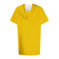 thumbnail image 5 of Summer Hoodies Short Sleeve Hoody Sweatshirt Long Tops to wear with Leggings Woman Casual July 4th Outfit (X-Large, Yellow), 5 of 5