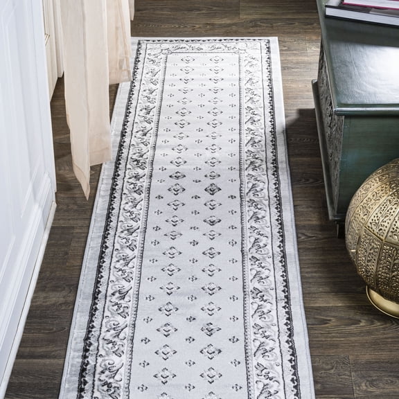 JONATHAN Y MODERN PERSIAN 2 x 10 Runner Rug, Acanthus French Border - Light Gray/Cream, MDP504F-210