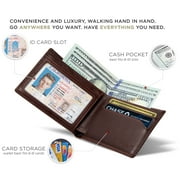 Serman Brands Mens Slim Bifold Wallet | RFID Blocking Minimalist | Front Pocket | Full Grain Leather Wallets for Men | Thin & Stylish | Melted Chocolate