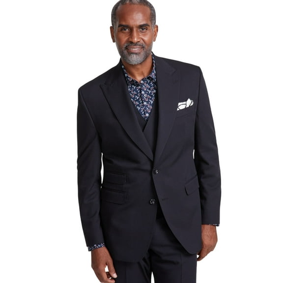 Tayion Mens Classic fit Suit Jacket Blazer 50 L Black Solid