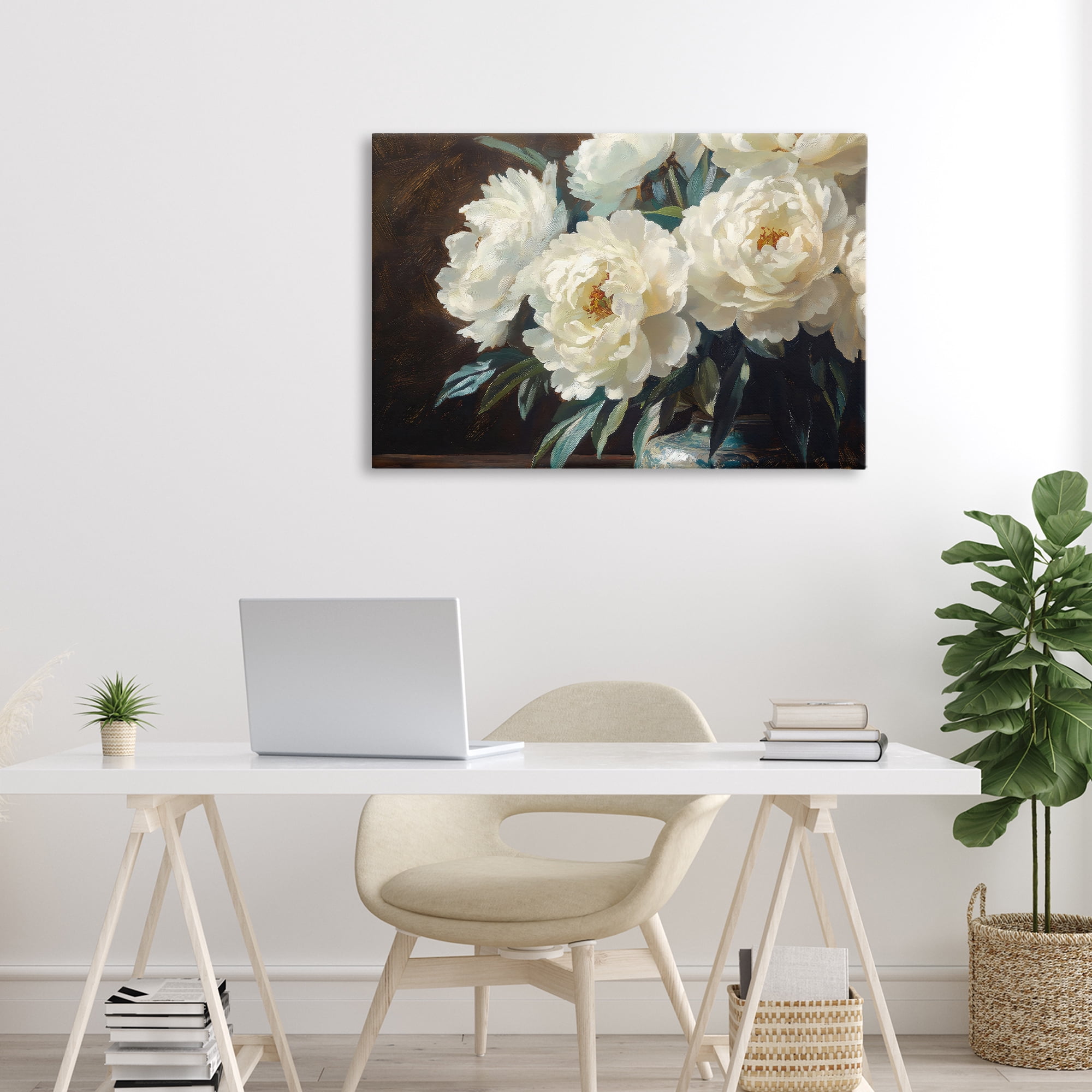Stupell Industries Large Moody White Floral Canvas Wall Art, design by Petal Prints Design