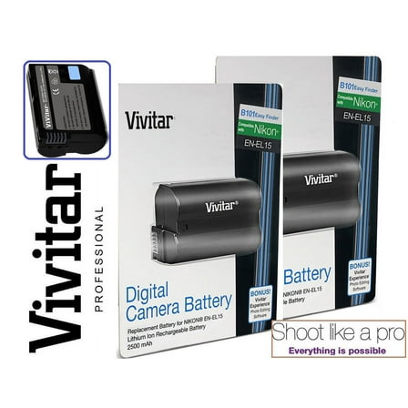 2-Pcs Hi Capacity EN-EL15 Battery For Nikon D7200 D7100 D7000 D810 D800