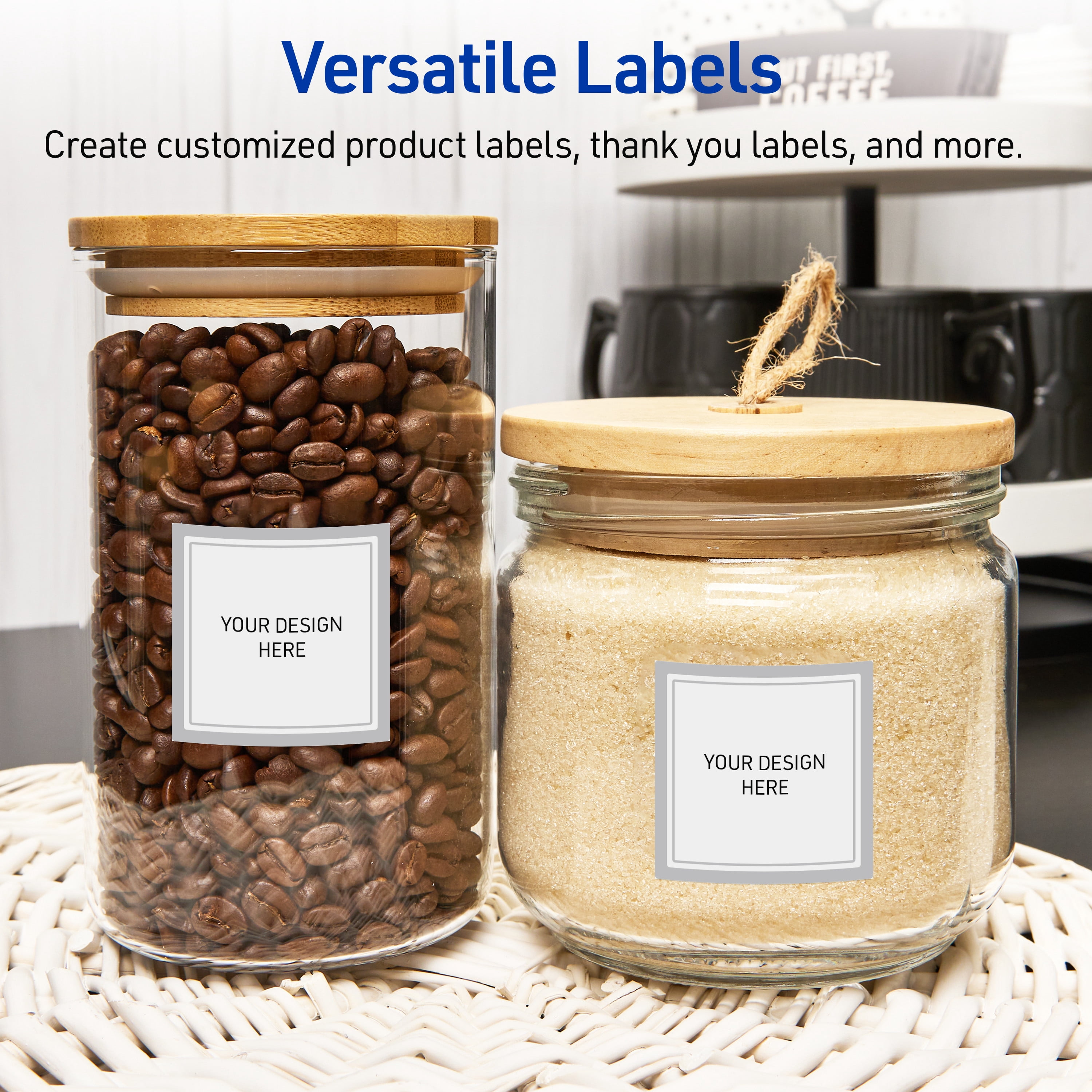 Avery Labels, 2" x 2", Matte White, Silver Mirror Metallic