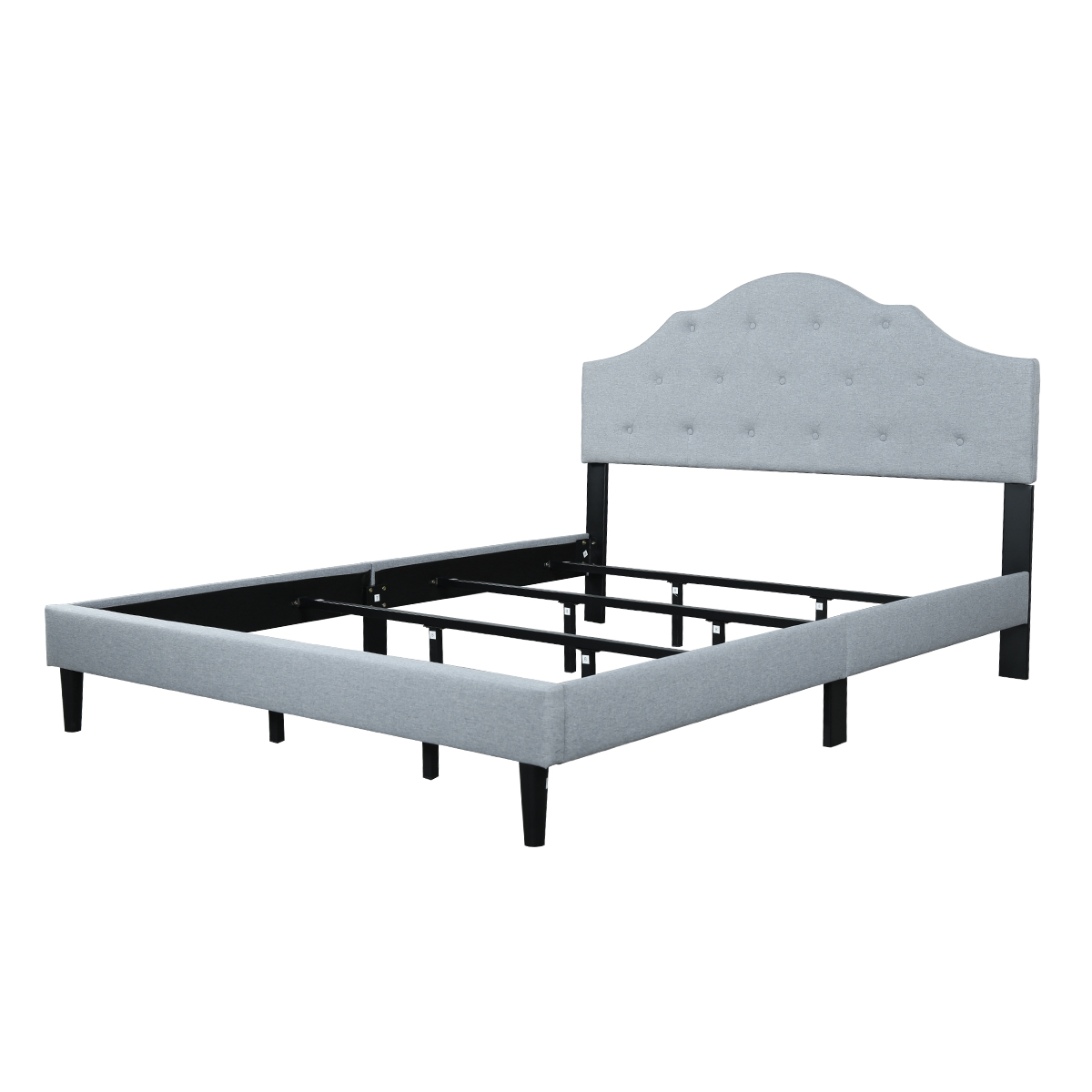 Full Size Platform Bed, Modern Linen Upholstered Bed Frame with Button Tufted Headboard, Platform Bed Frame for Kids Teens Adults Bedroom, Noise Free, Easy Assembly, Light Gray - image 4 of 5