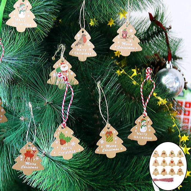 Etiquetas colgantes para árboles de Navidad con cuerdas Cajas de Etiquetas Decoración navideña en apariencia de árbol de Navidad Suministros para - 98 98 PCS B