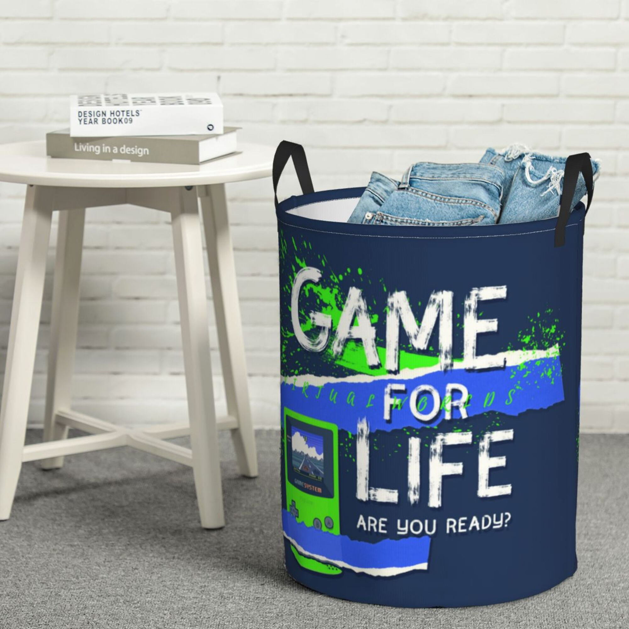 YFYANG Waterproof Laundry Hamper, Blue Splash Style Pattern Laundry