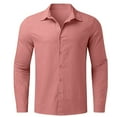 thumbnail image 4 of NECHOLOGY Mens T-Shirts Mens Short Sleeve Button Down Shirts Male Summer Cotton Solid Casual Plus Size Loose Shirt Mens Turn Down Collar Long Sleeve Shirt Orange XXL, 4 of 5