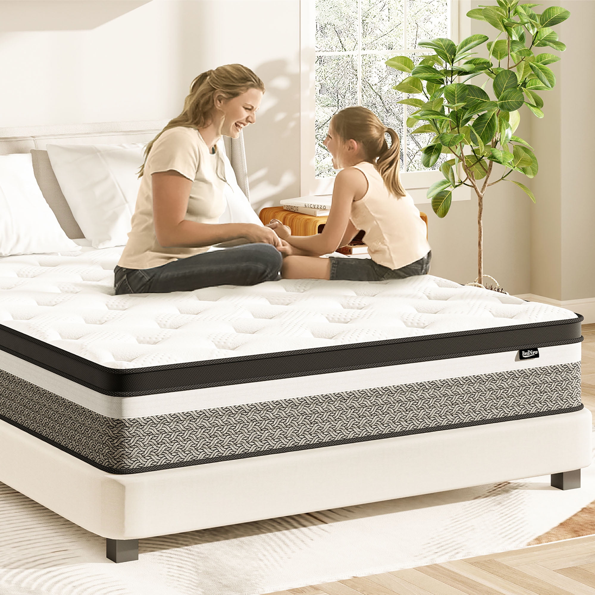Bednew 12" Mattress with Gel Memory Foam, Hybrid Individual Pocket Springs, Full Mattress in a Box