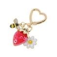 thumbnail image 5 of Unique Bargains 1 Pc Fashion Heart Buckle Strawberry Bees Daisys Handbag Charm Bag Accessories Red, 5 of 5