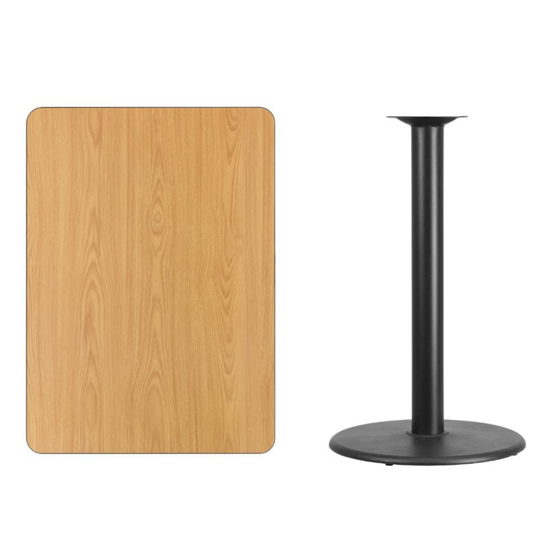 Flash Furniture 24-Inch Square Natural Laminate Table Top with 18-Inch Round Table Height Base