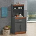 thumbnail image 3 of Hodedah 54" Tall Open Shelves 2-Door 1-Drawer Wooden Kitchen Cabinet in Gray-Oak, 3 of 3