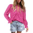 thumbnail image 1 of Blusa de Encaje con Cuello en V y Mangas Abullonadas para Mujer PRETTYGARDEN XXL, 1 of 6