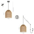 thumbnail image 4 of JONATHAN Y Koda 13" 1-Light Farmhouse Coastal Bohemian Rattan 180" Cord Plug-In or Hardwired LED Pendant, Brown, 4 of 10