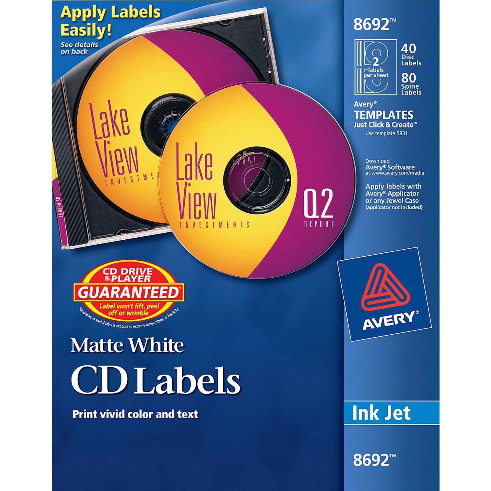 CD Labels With 80 Spine Labels Print to the Edge Walmart 